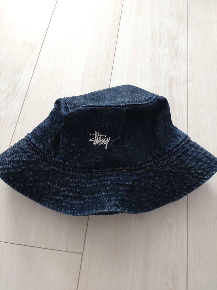 STUSSデニムバケットハットL-XL