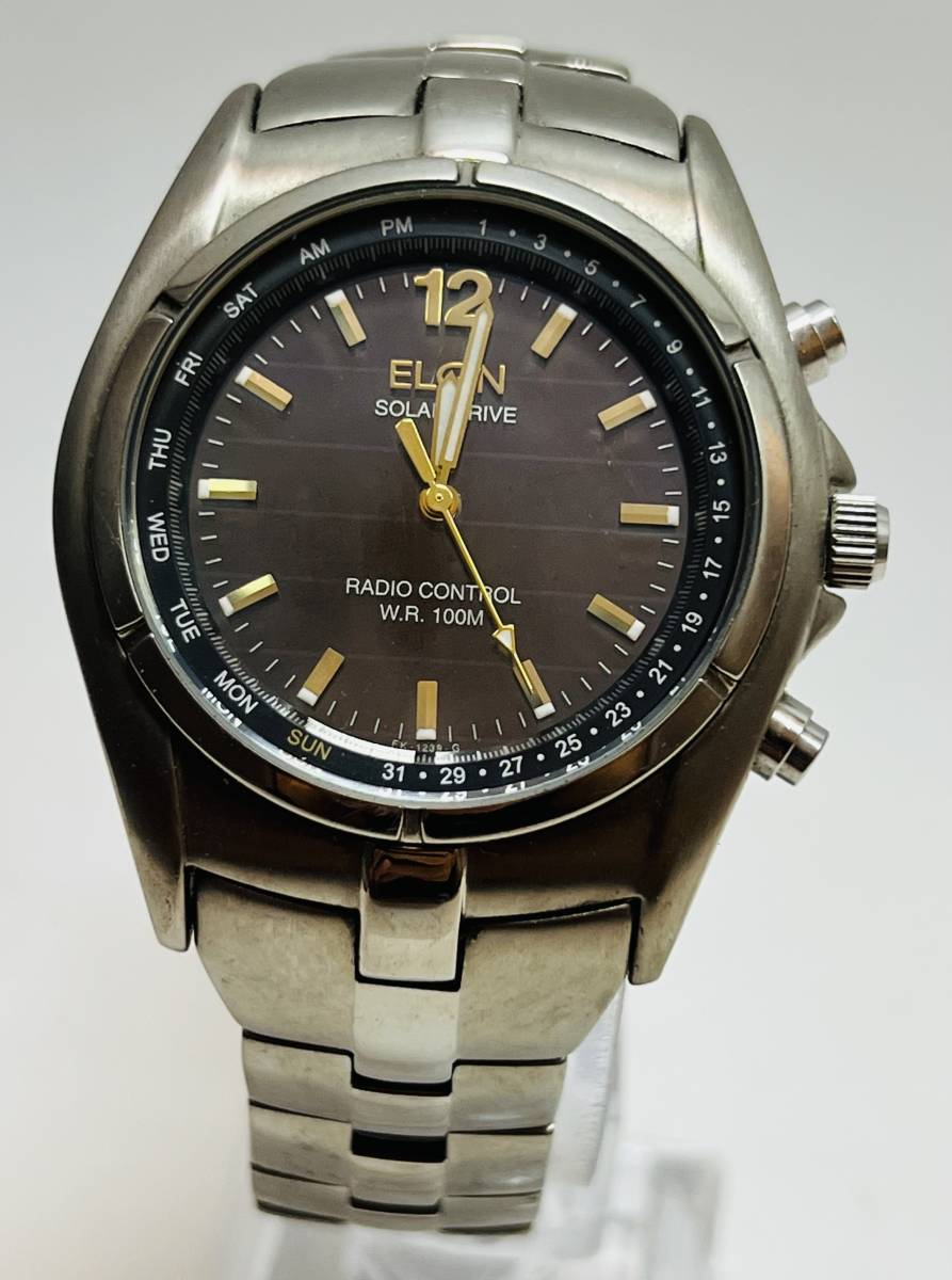 動作未確認　エルジン ELGIN 電波ソーラー チタン FK-1239-GP メンズ 腕時計 チタニウム