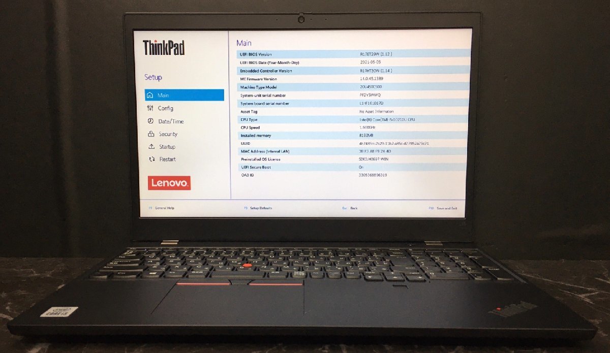 1円～ □ジャンク LENOVO THINK PAD L15 GEN1 / 第10世代 / Core i5