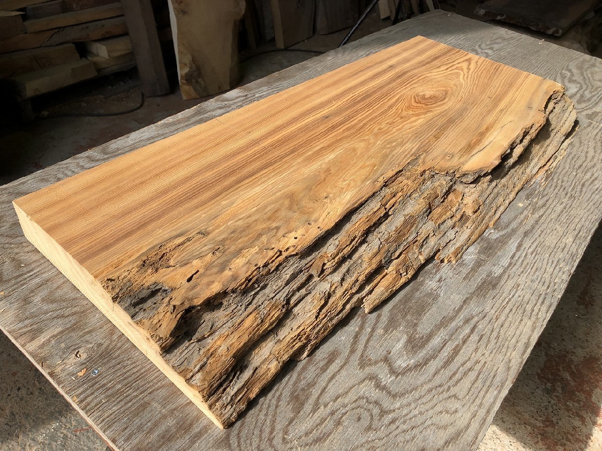【DJ278C】屋久杉 770×～325×～48㎜ 一枚板 世界遺産 極上杢 材料 銘木 天然木 希少材 乾燥材 材木 DIY 木工《銘木登屋》