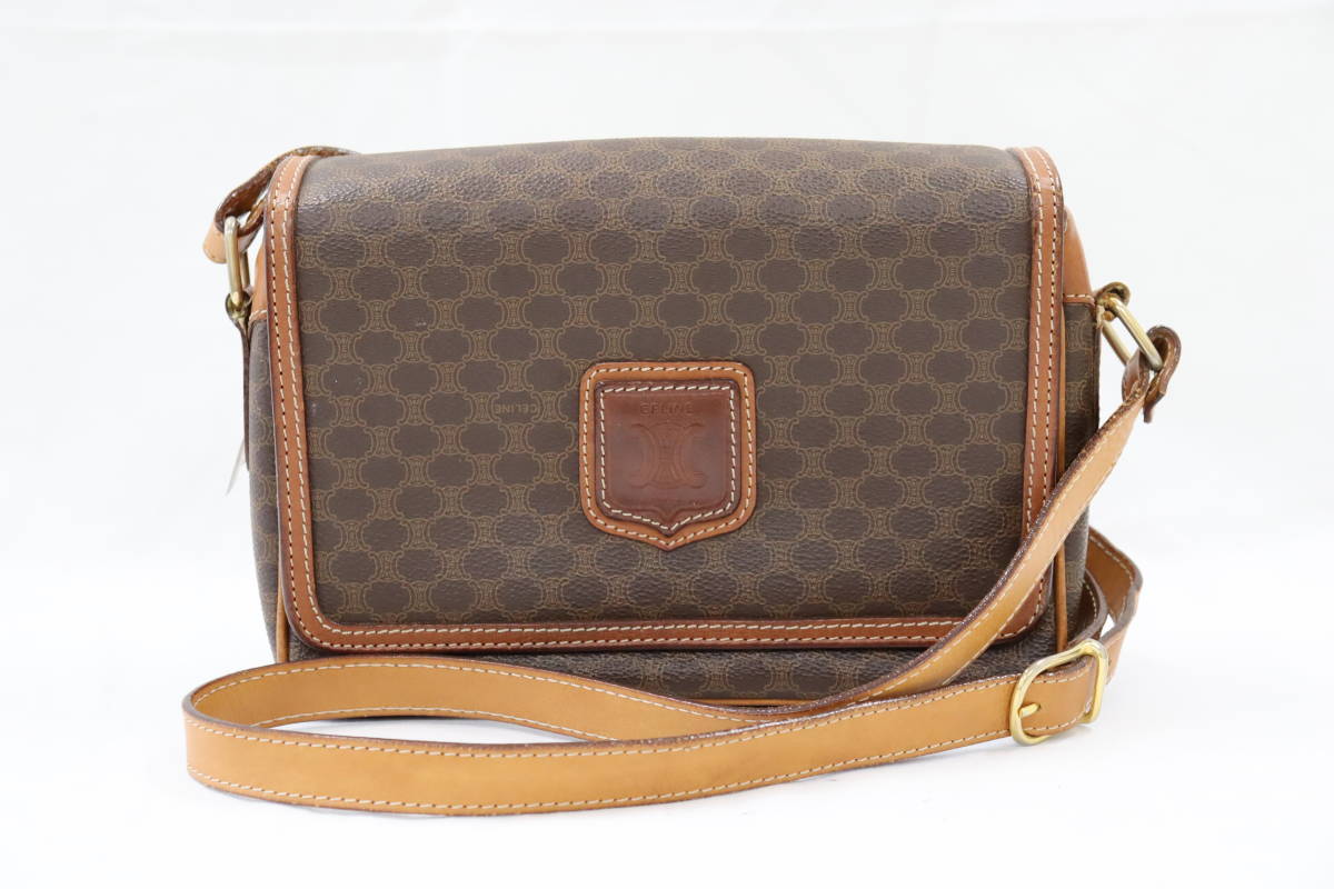 1円 ☆CELINE ヴィンテージ セリーヌ マカダム PVC レザー ショルダー