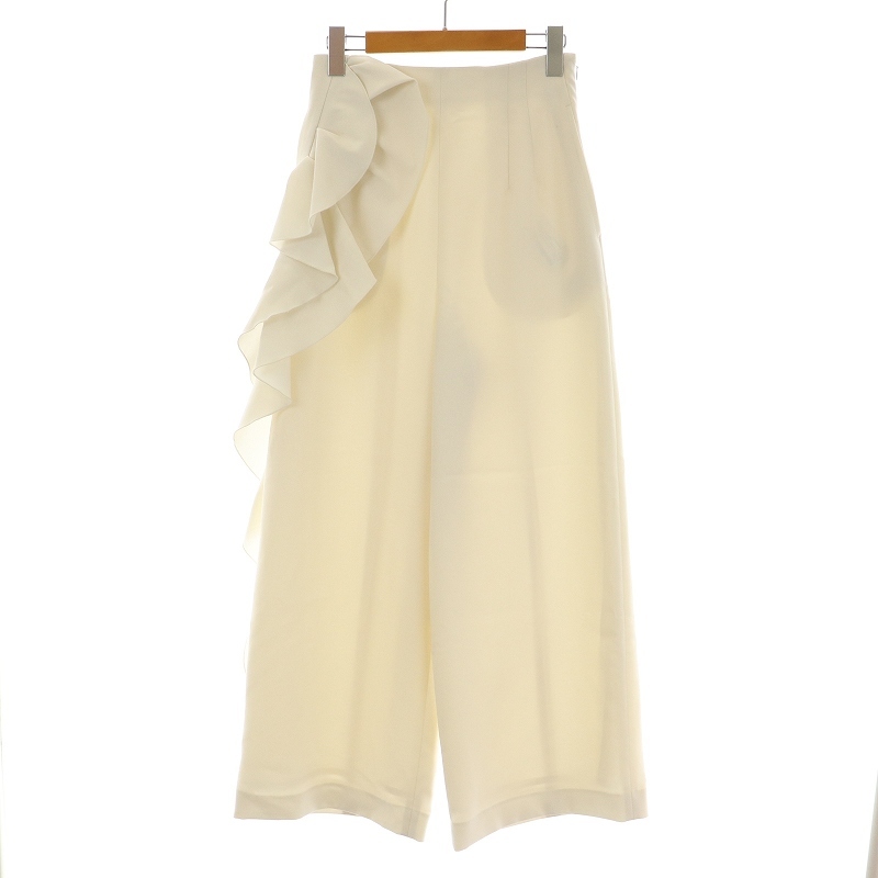 セルフォード CELFORD 21SS ラッフルワイドパンツ セミフレア フリル 36 S 白 ホワイト CWFP211030 ■GY09 /SI12 レディース