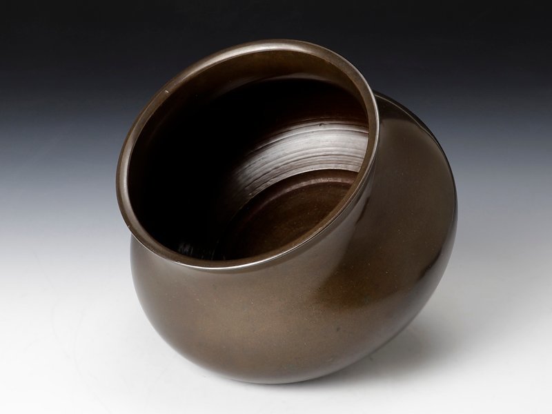 ▽良▽『金屋五郎三郎』作唐銅建水 共箱 茶道具 工芸品 アンティーク