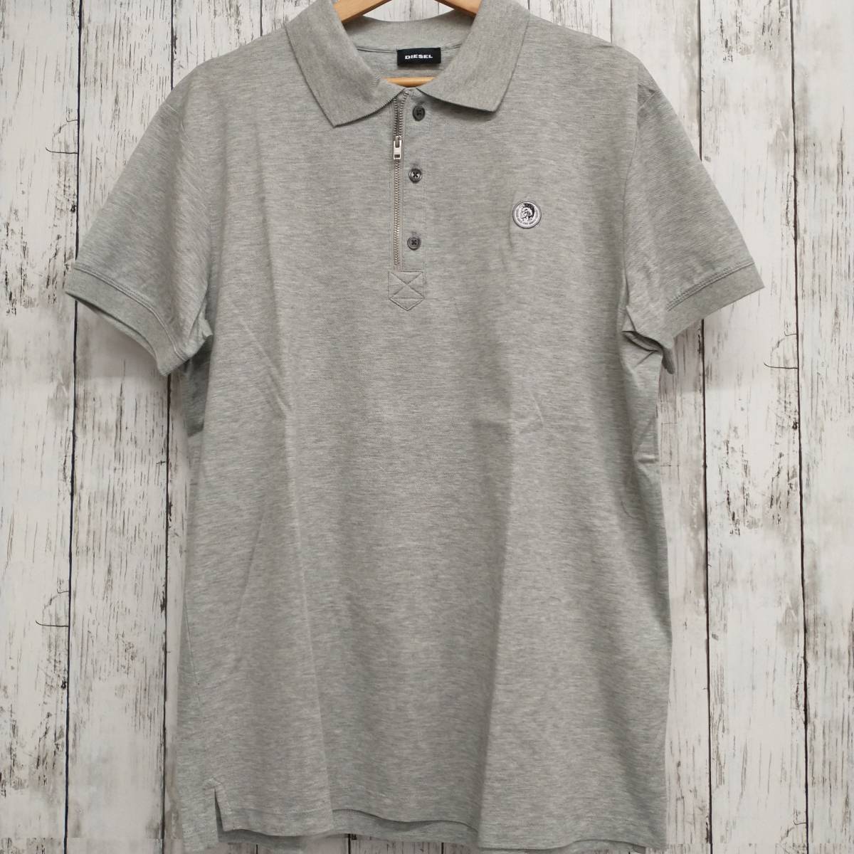 ポロシャツ DIESEL RN93243グレー 半袖 Lサイズ ハーフジップシャツ