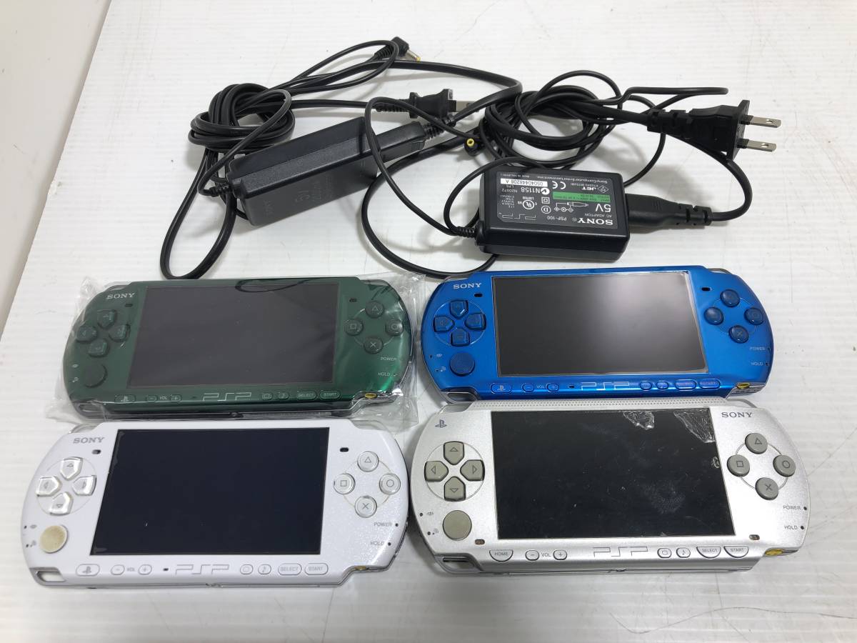 2101◇SONY PSP 本体4台 PSP-3000/3台 PSP-1000/1台 アダプター【