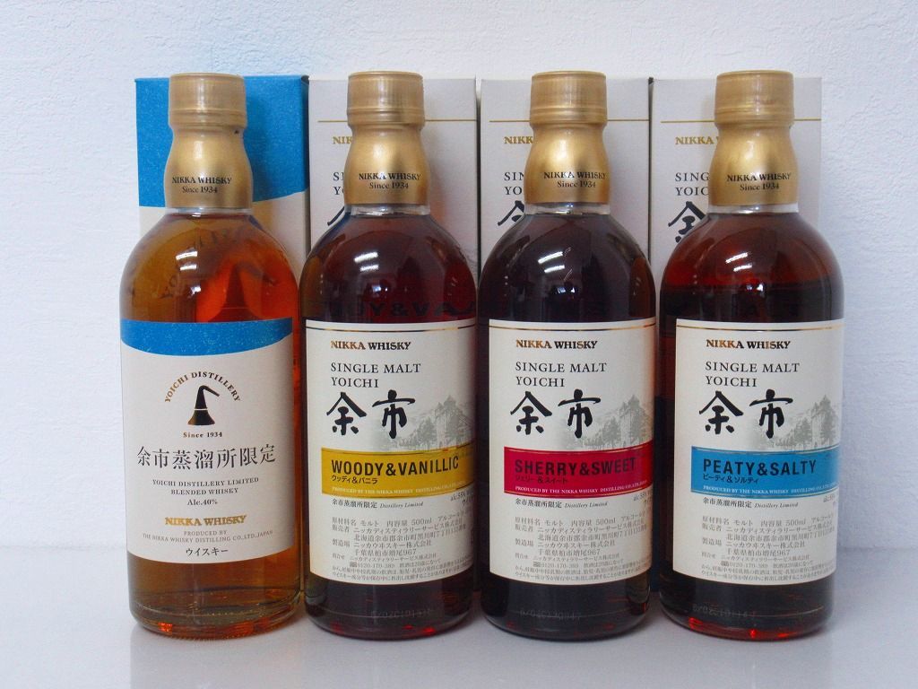 余市蒸留所限定 500ml×4種4本シングルモルト余市 ウッディ＆バニラ