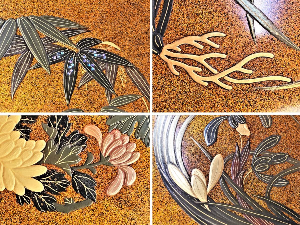 数量限定，品質保証 【明治最上手広盆】 四君子花丸蒔絵輪島塗 齊藤家蔵