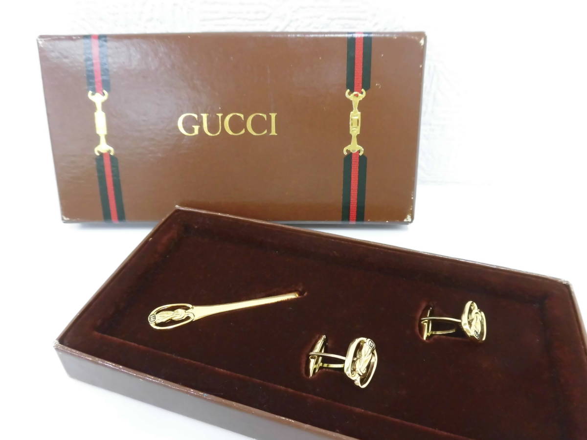 GUCCI ネクタイピン カフス グッチ セット ヴィンテージ 箱付き☆希少