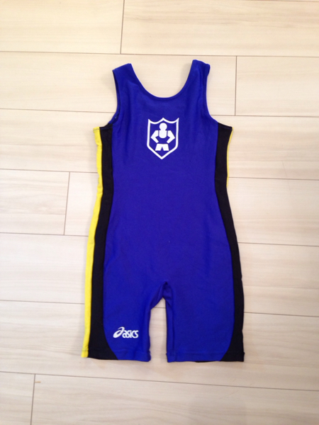 アシックスasics男子レスリング140吊りパンマーキングあり光沢青