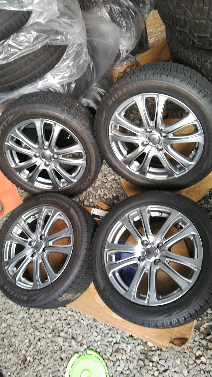 BRIDGESTONEブリヂストン溝ありスタッドレス冬195/50R15きれいアルミホイール4本セットフィールダーロードスターデミオフィットキューブ