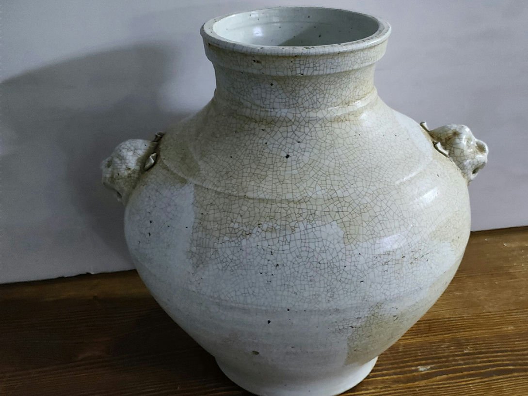 ■青澤古美術■G301朝鮮古陶磁 李朝時代 李朝虎首白磁大壺