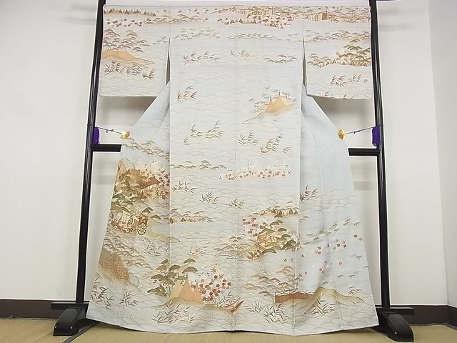深和】近衛忠熙 金霞鶴下絵料紙和歌短冊軸装「巌上苔」真筆 保証品