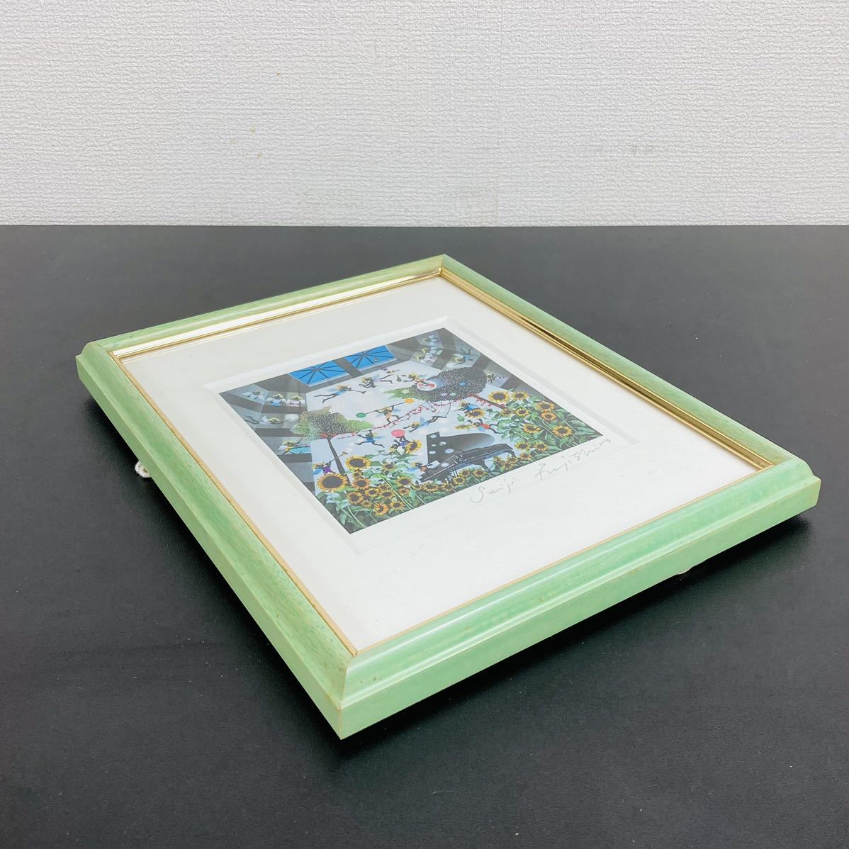藤城清治 ひまわりと天使 人気影絵作家 レフグラフ 額装(石版画 