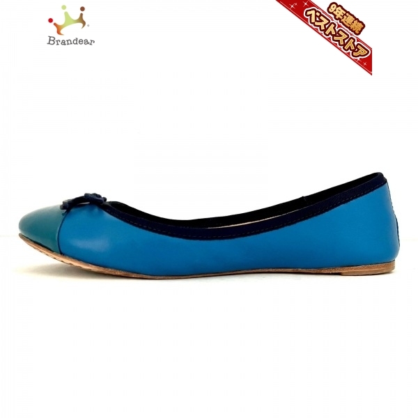 トリーバーチ TORY BURCH フラットシューズ 7.5M - レザー×エナメル（レザー） ブルー×ダークネイビー レディース 靴