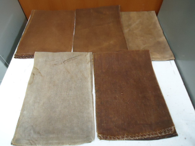 (8)古布 柿渋 酒袋 リメイク素材 材料 5枚セット アンティーク 昭和レトロ ビンテージ 醤油袋