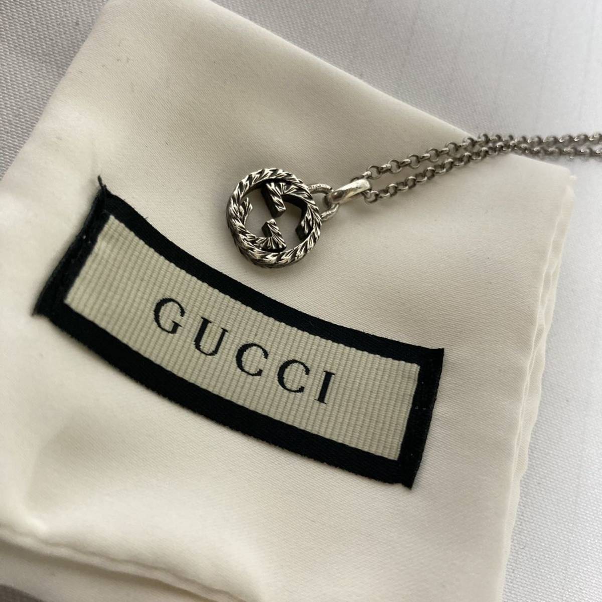 超美品】GUCCIグッチインターロッキングG 燻 ネックレス シルバー 925 