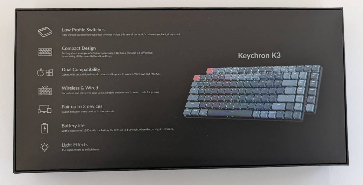 Keychron K3 White LED US配列 オプティカル ホットスワップ 赤軸