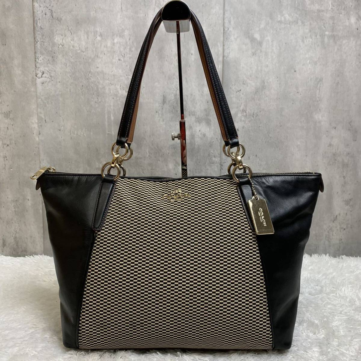 希少デザイン 素材切替 極美品 コーチ COACH トートバッグ ビジネス 