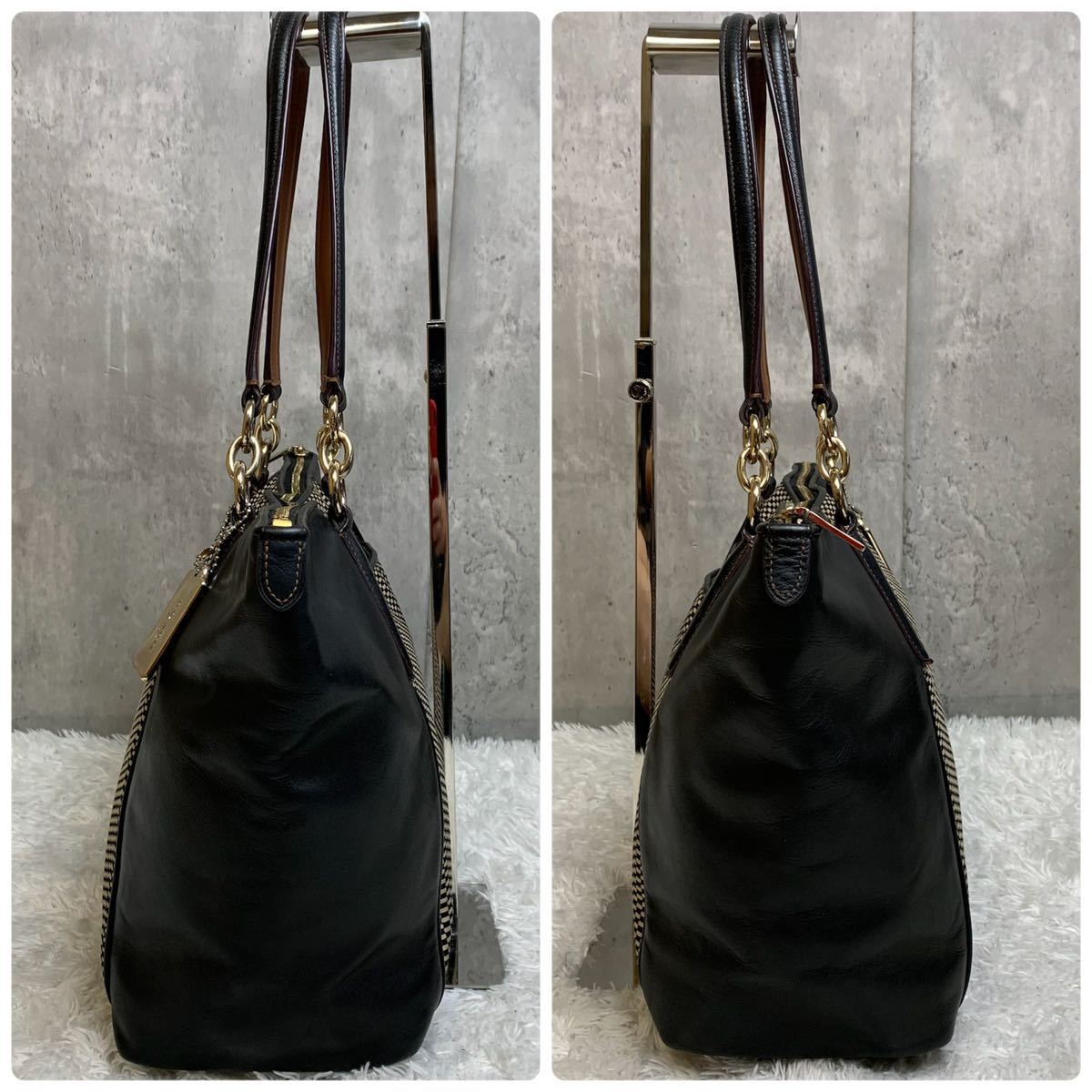 希少デザイン 素材切替 極美品 コーチ COACH トートバッグ ビジネス 