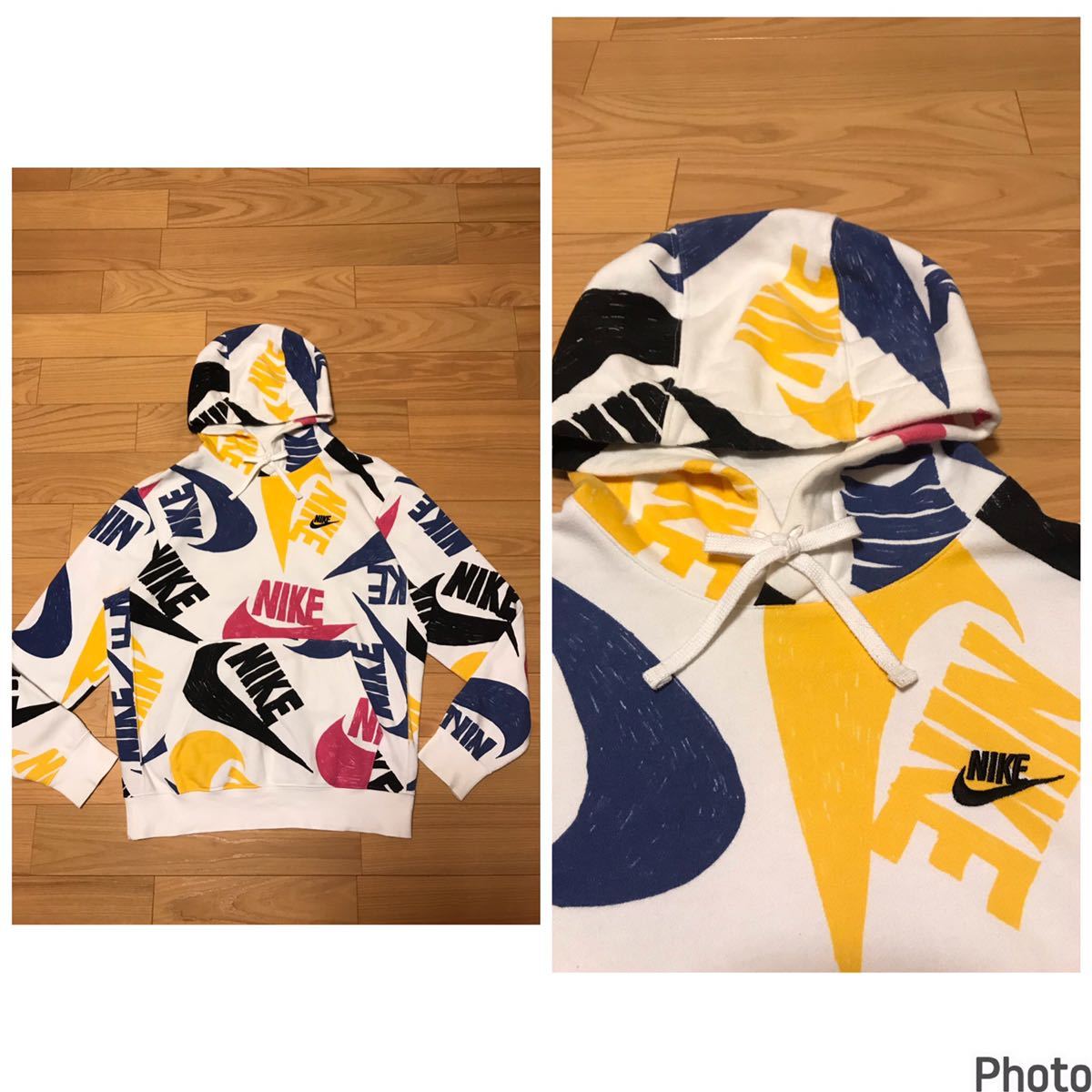 良品 NIKE／ナイキ メンズサイズM大き目 スウェットパーカ .90s風ペン 
