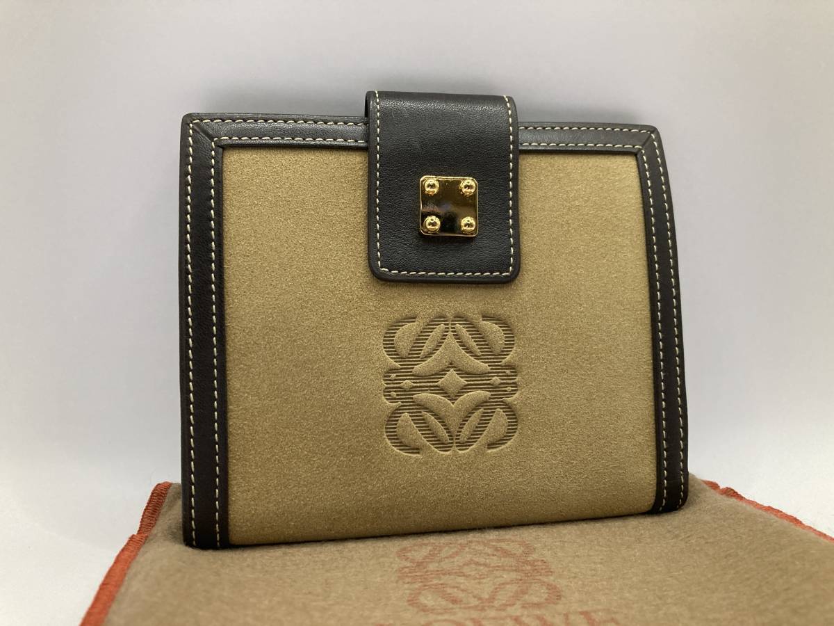 LOEWE ロエベ 財布 ウォレット スエード レザー ブラウン アナグラム 