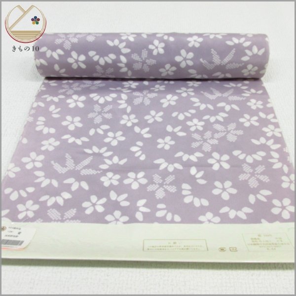 ★着物10★ 1円 絹 反物 長襦袢地 笹 花 13.5m [同梱可] ☆☆☆