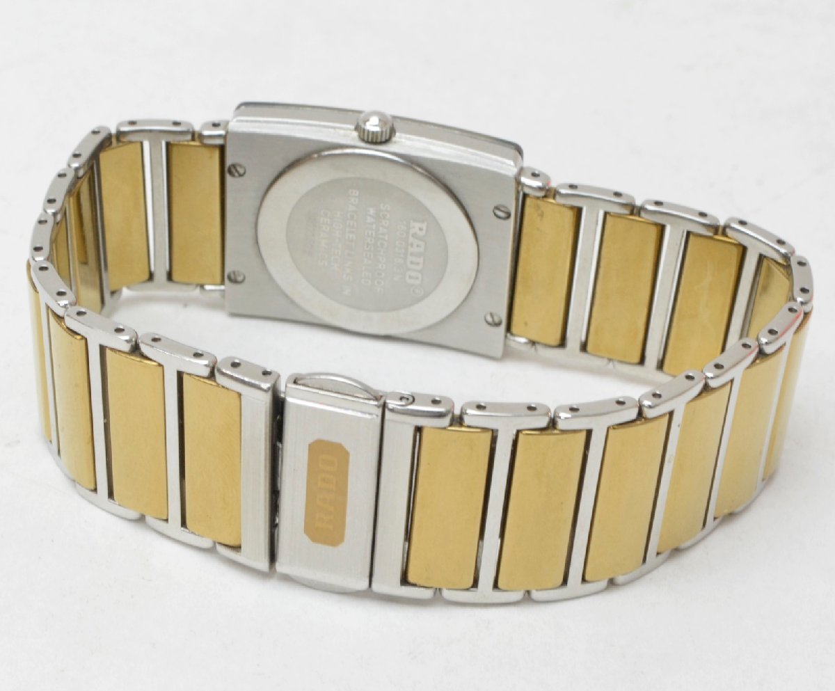 動作品 RADO DIASTAR クォーツ 1P石付 デイト スクエア ゴールド文字盤