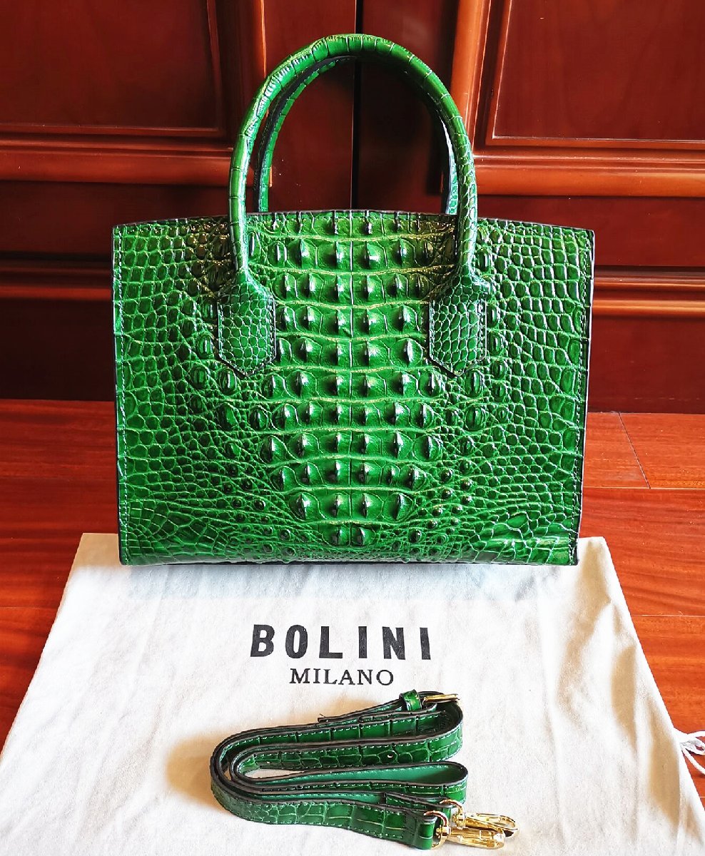 新品未使用★BOLINIトートバッグ★牛革★クロコダイル 最高峰逸品25万◇イタリア・ミラノ発*BOLINI/ボリニ 最上級牛革