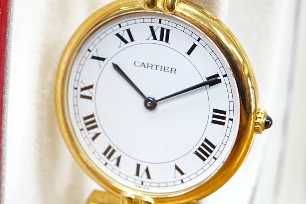 [K千葉04031ABS] Cartier カルティエ プレオウンド トリニティ ヴァンドーム 腕時計 クォーツ 金無垢 箱付 