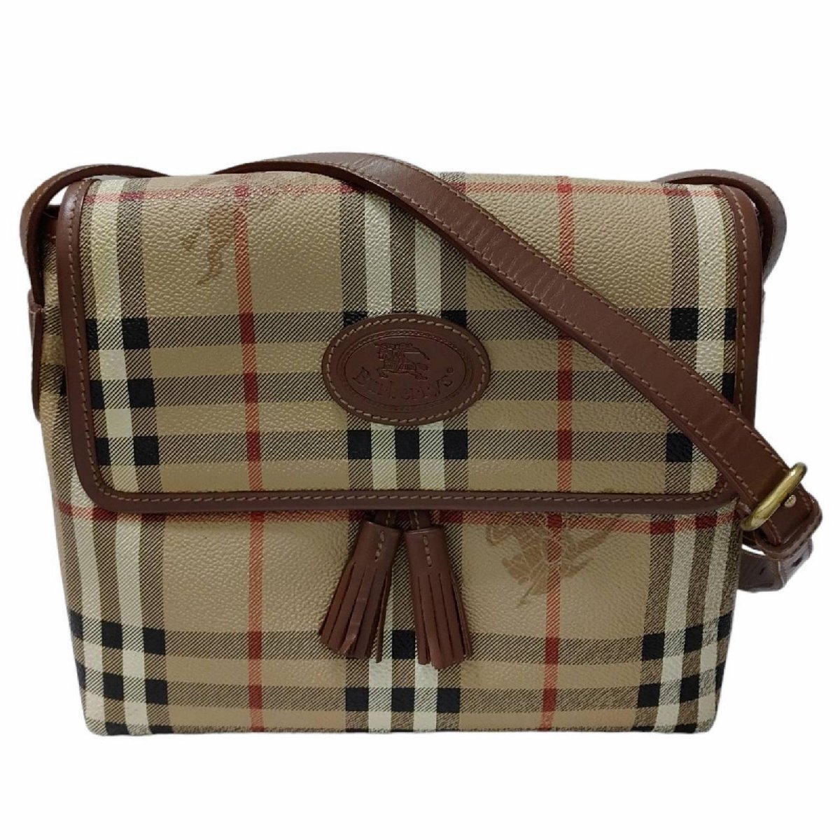 BURBERRY バーバリーズ ノバチェック ショルダーバッグ タッセル ロゴ 