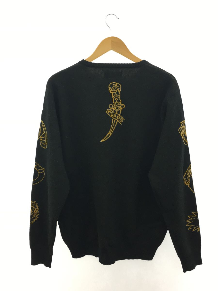 SOFT SOFT MACHINE◆セーター(厚手)/XL/アクリル/ブラック/sm-21aw-011 MACHINE◇ニット・セーター(厚手)&frasl;XL&frasl;アクリル&frasl;BRW&frasl;総柄&frasl;SM-20AW-012