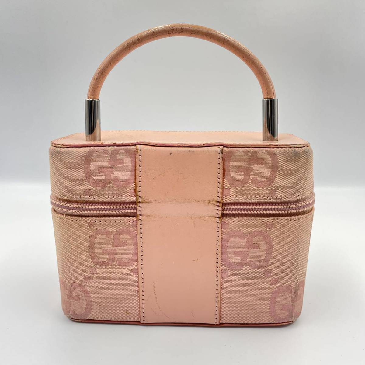 2419- GUCCI グッチ バニティバッグ ポーチ GG柄 ピンク レディース 
