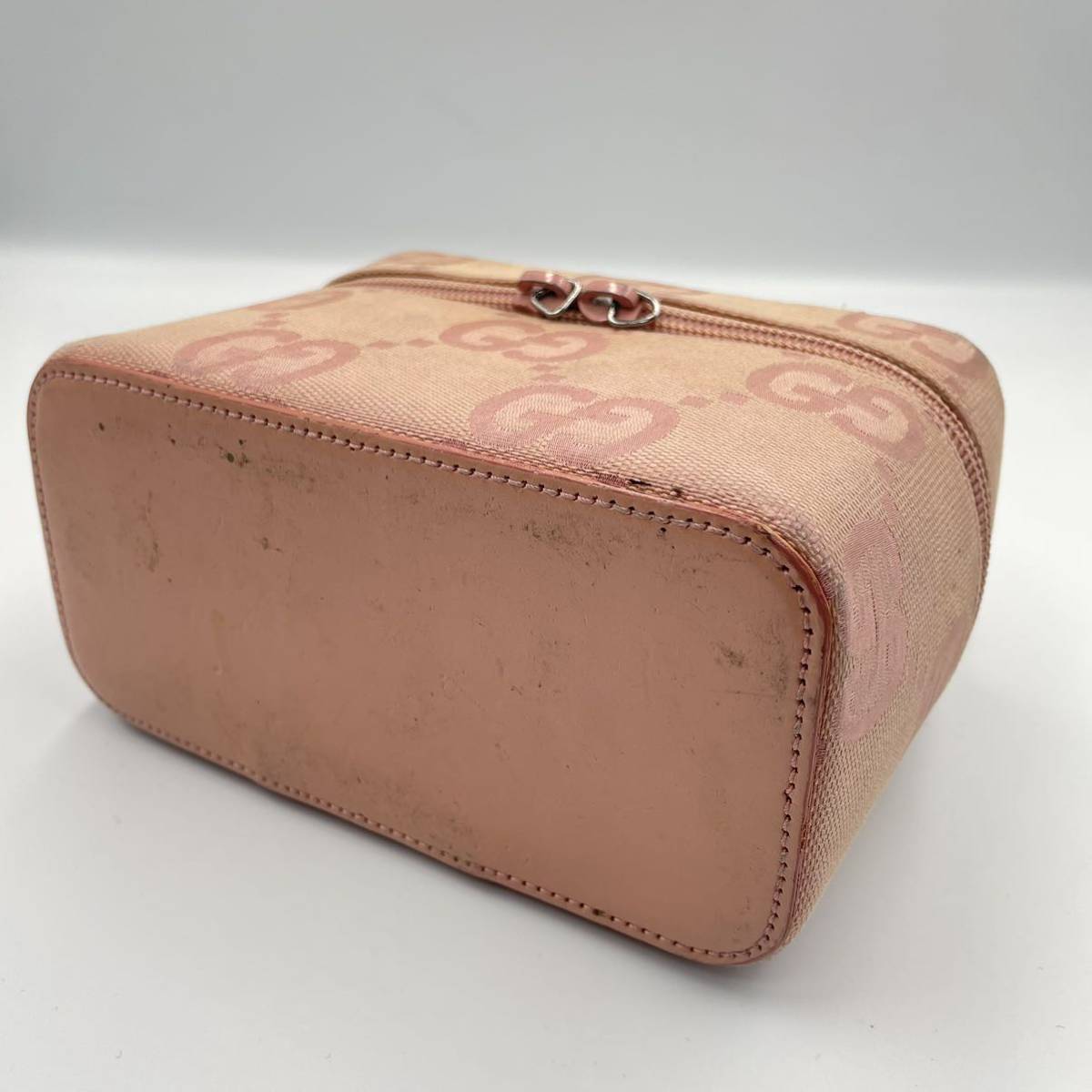 2419- GUCCI グッチ バニティバッグ ポーチ GG柄 ピンク レディース 