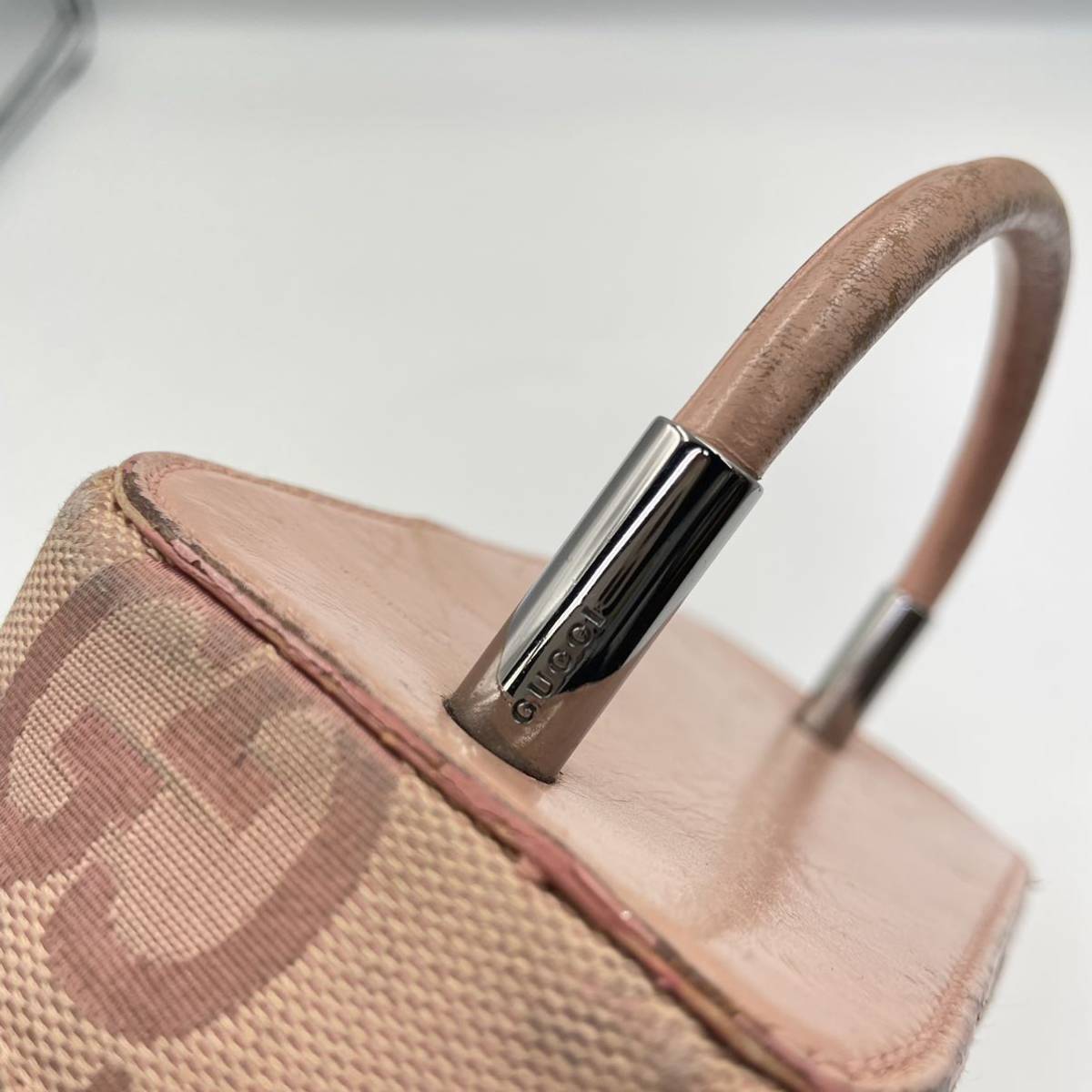 2419- GUCCI グッチ バニティバッグ ポーチ GG柄 ピンク レディース 