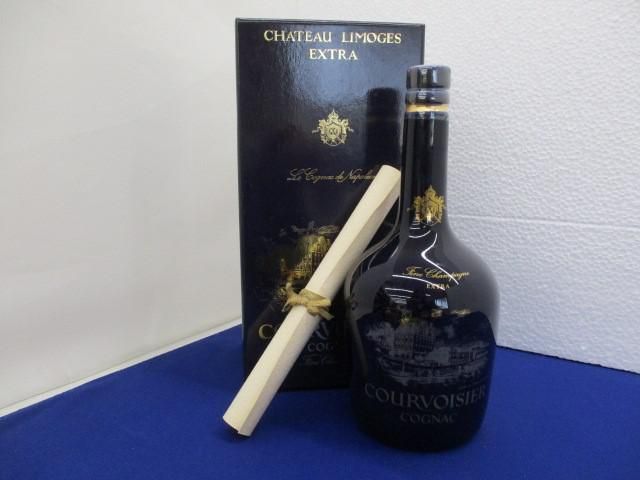 酒 未開栓 ブランデー COURVOISIER クルボアジュ シャトー リモージュ エクストラ 青陶器ボトル 700ml 40％