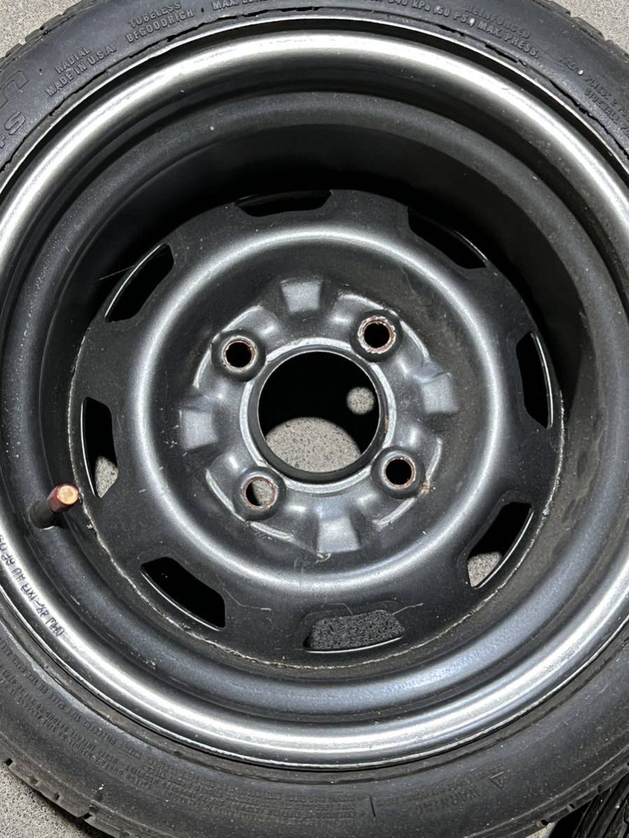 13インチ 深リム 鉄チン ホイール スチール ワイド タイヤ付 7.5J