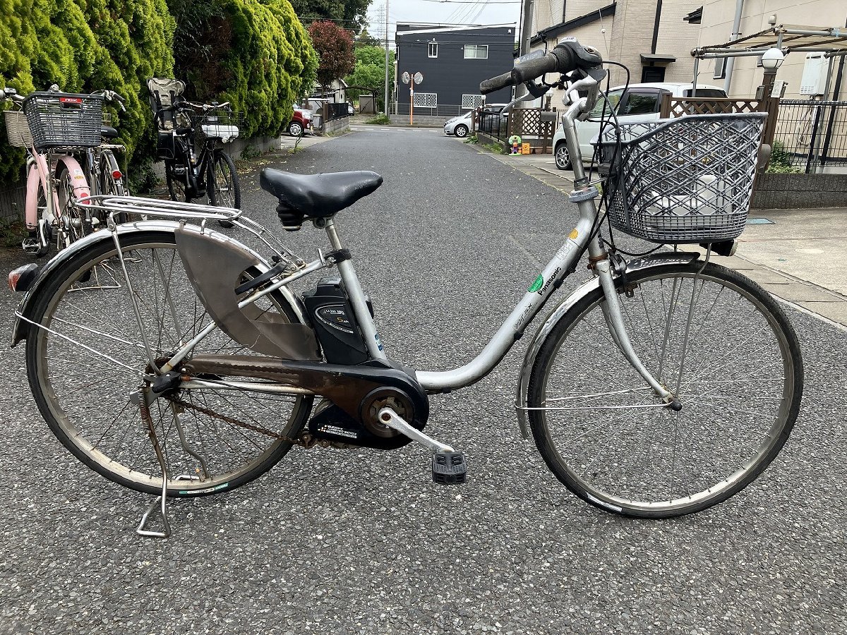 C7 中古電動アシスト自転車 パナソニック ビビSX シルバー 1円売切り 