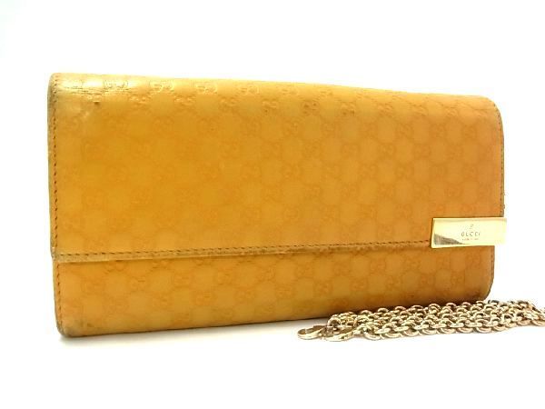 1円 GUCCI グッチ 269541 マイクログッチシマ レザー チェーン 