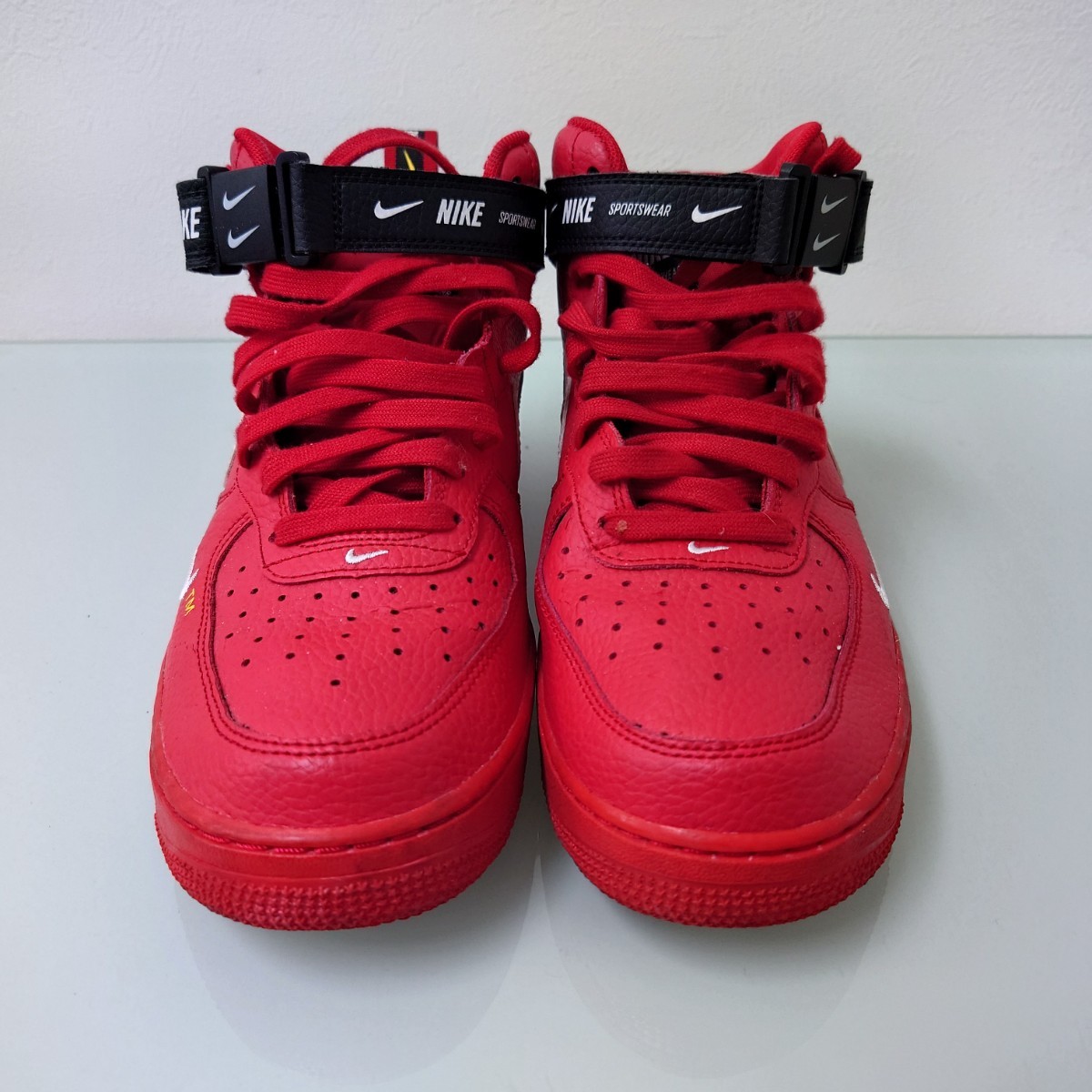 b◇ NIKE AIR FORCE1 MID 赤×白×黒 US/9.5 27.5cm 中古 ナイキ エア 