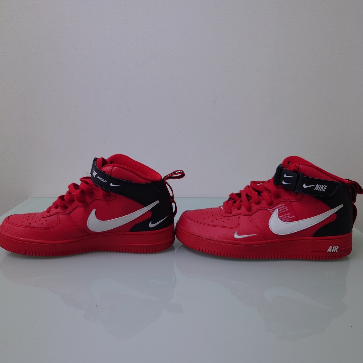 b◇ NIKE AIR FORCE1 MID 赤×白×黒 US/9.5 27.5cm 中古 ナイキ エア 