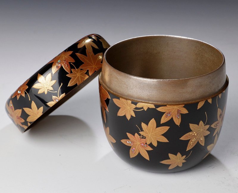 西條一斎 鶴青海波 大棗 裏千家 【古美味】塗師 辻石斎『鵬