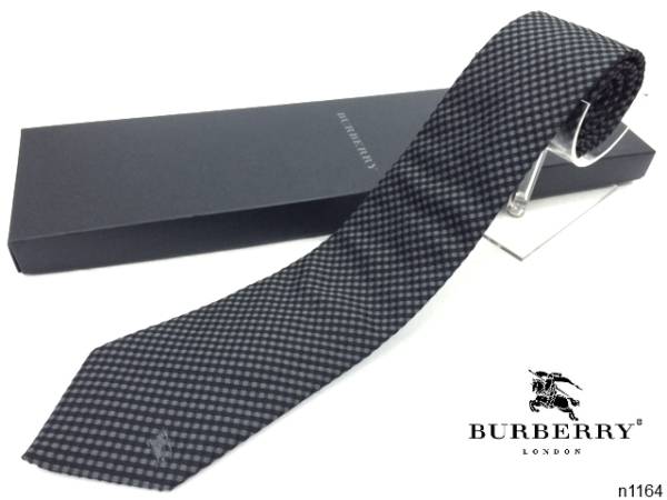 【新品未使用】 BURBERRY バーバリー 黒×灰 高級SILKネクタイ