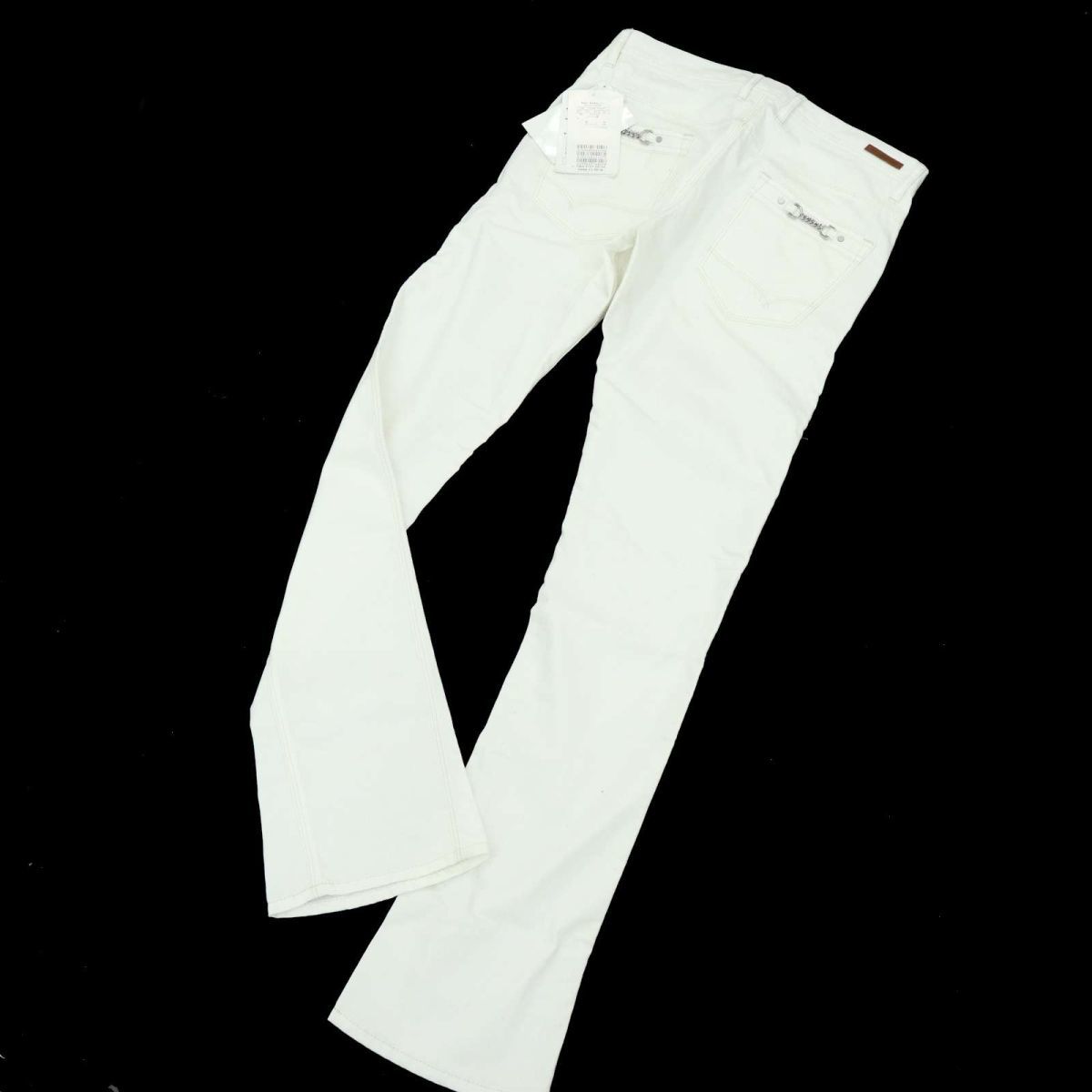 【新品 未使用】 NICOLE CLUB FOR MEN ニコルクラブ フォーメン 通年 ビット付き★ シューカット パンツ Sz.44 メンズ 白 A3B02252_4#R