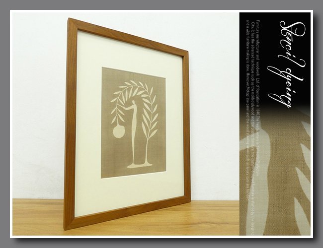 ◆NK481◆美品◆望月通陽◆1996年◆20の型染集◆ED.100 A.P◆羊飼いの歌 花宿り◆染色 染画 型絵染◆アートパネル◆壁掛け装飾◆額縁入り