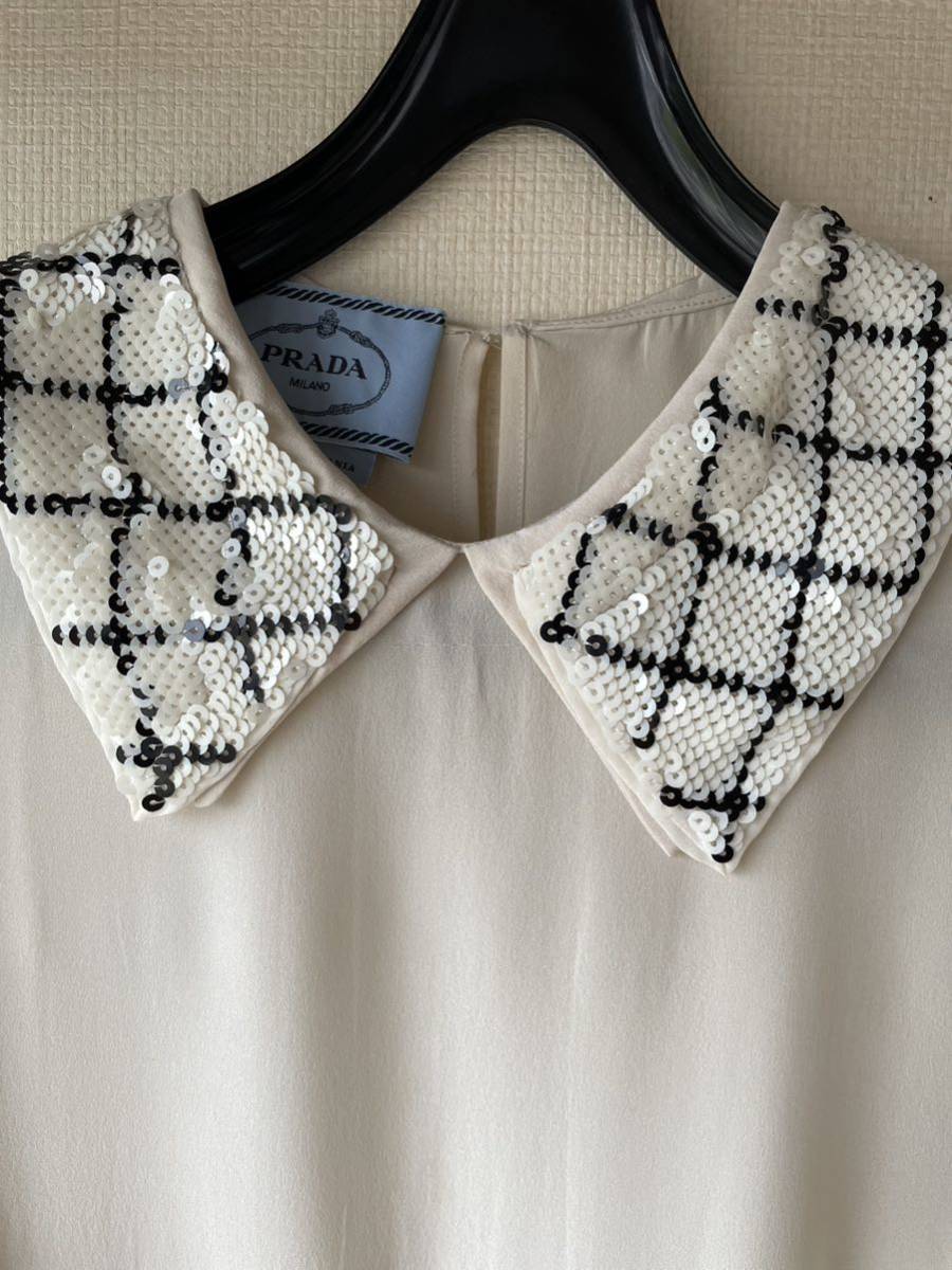 PRADA プラダ プリーツ スパンコール ワンピース