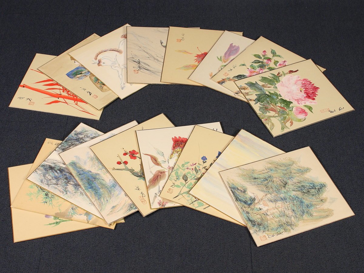 模写】【1円開始】【伝来】橘田永芳旧蔵品特集⑨ ek2947〈橘田永芳〉色紙