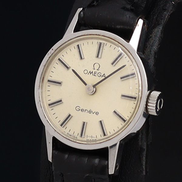 1円 オメガ ジュネーブ 手巻 シルバー文字盤 ラウンド レディース腕時計 OGH 0033000