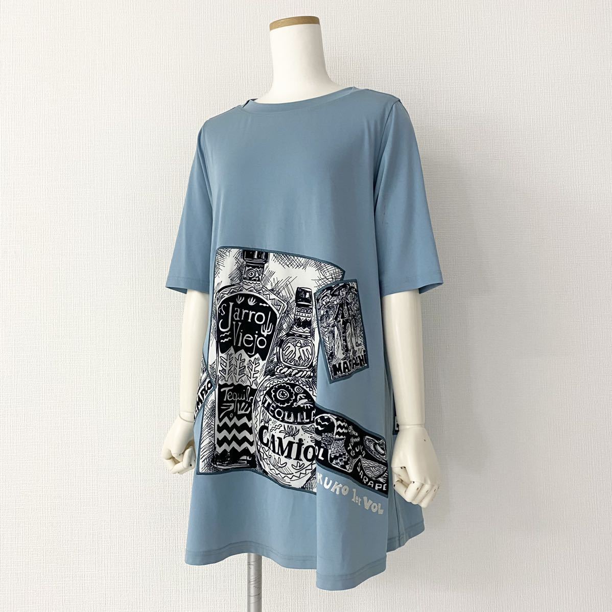 Be7⑥ TOKUKO 1er Vol トクコ プルミエヴォル チュニック ブラウス Tシャツ カットソー トップス 伸縮ストレッチ◎ 手洗い◎ 9号 M 女性用