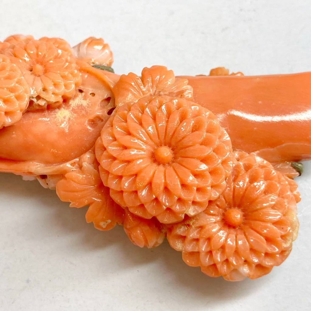 珊瑚 【騰立】天然珊瑚 珊瑚ルース 帯留め ブローチ 4点まとめて