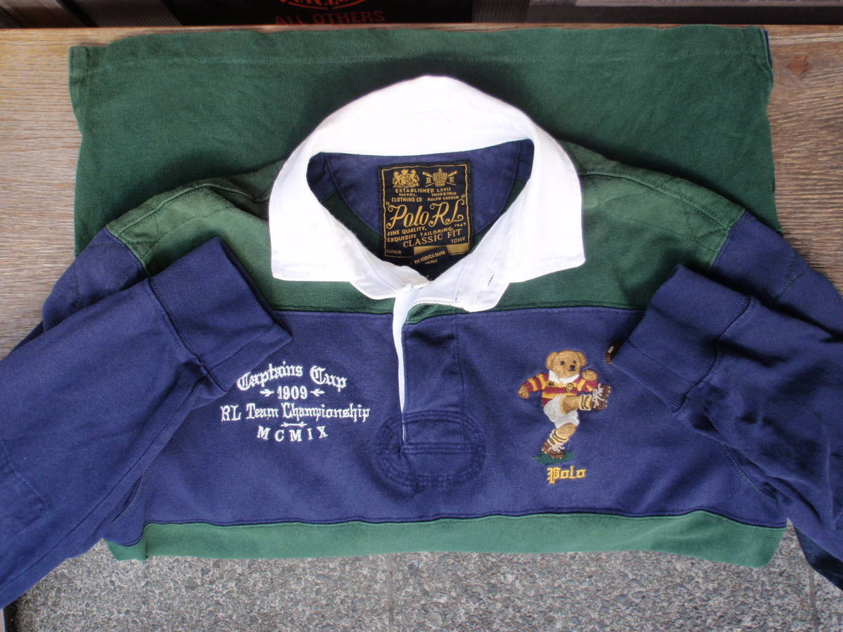 POLO ラルフローレン ポロベア刺繍入りのラガーシャツ/ロングTシャツ